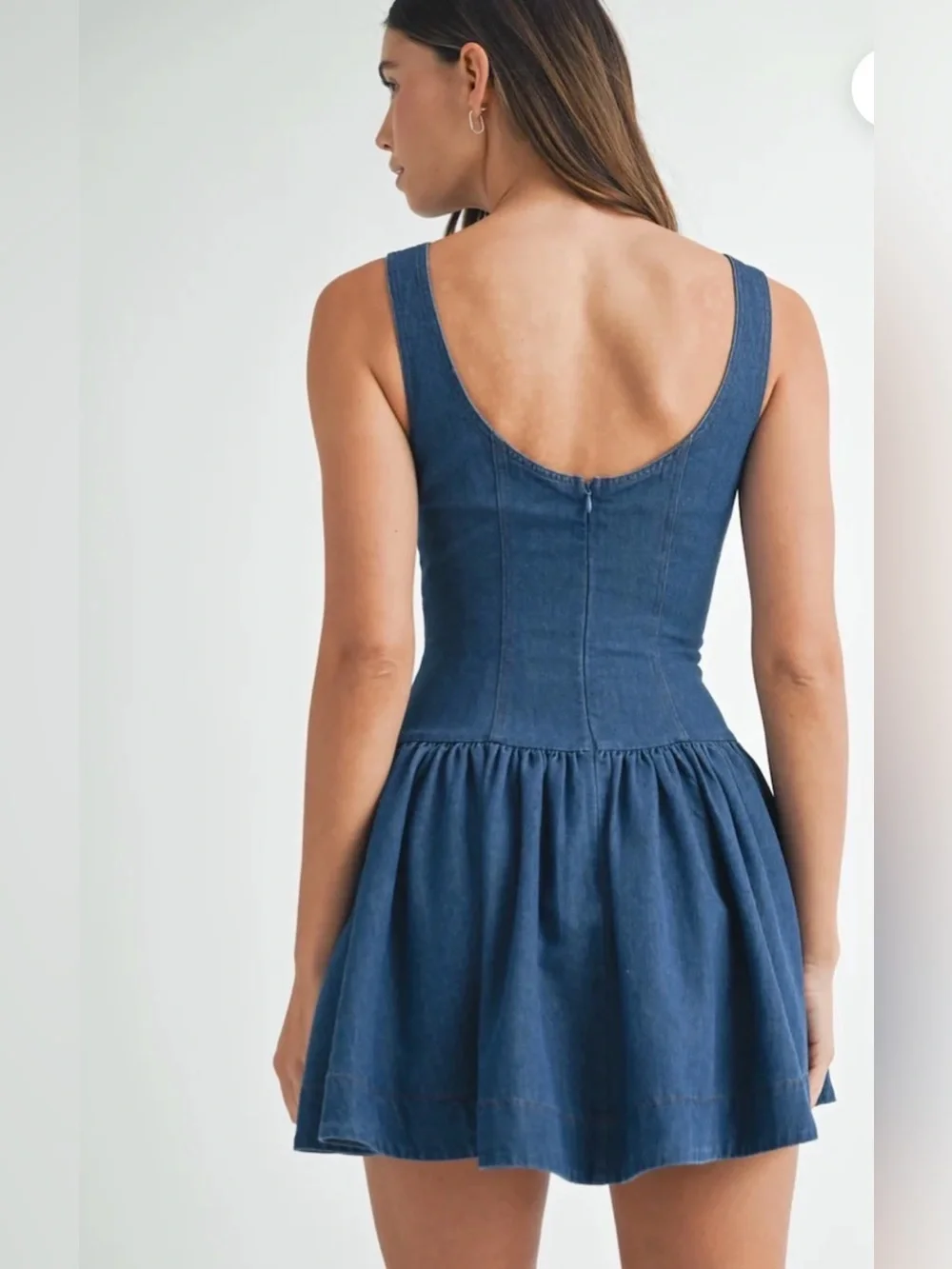 MABLE DENIM BUTTON FRONT LOW WAIST MINI DRESS